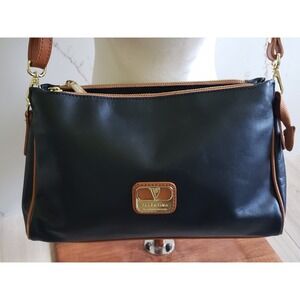 Vintage Valentina Crossbody Bag Womens Small Black Leather Italian Made Purse